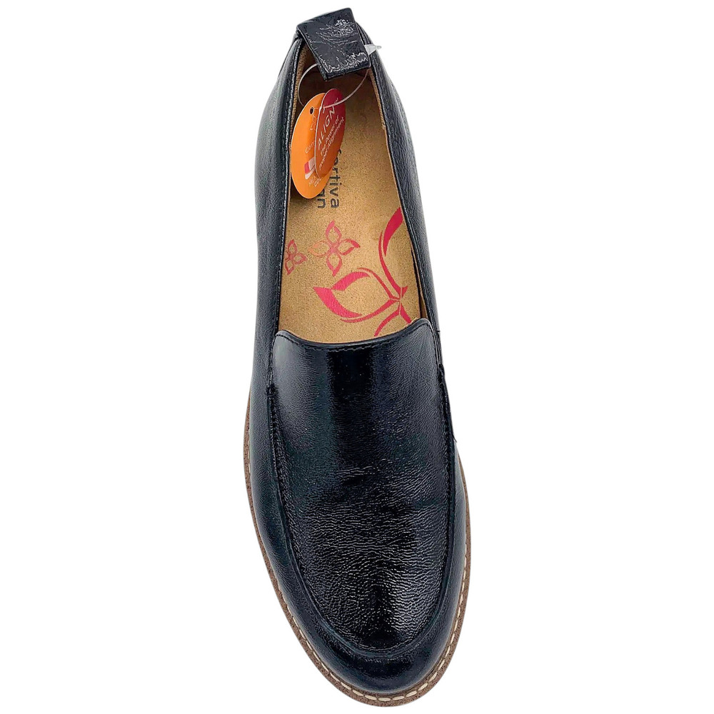 Comfortiva Women's Leather Lugged Loafer Lindee Black Patent - Medium - Picture 2 of 3